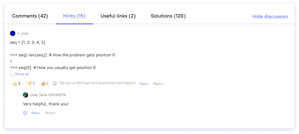 illustration of card with hints