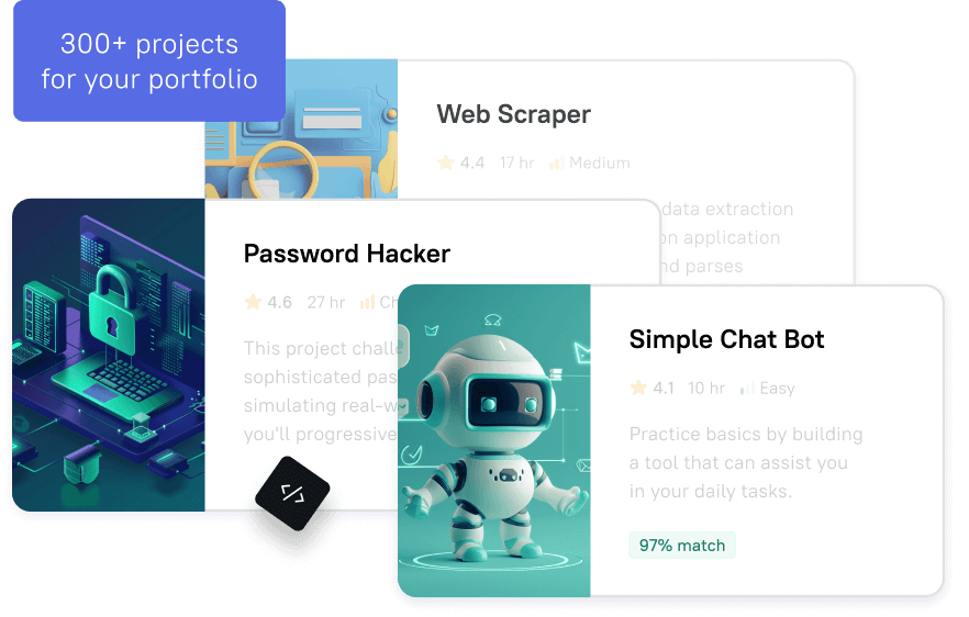 illustration of cards with projects