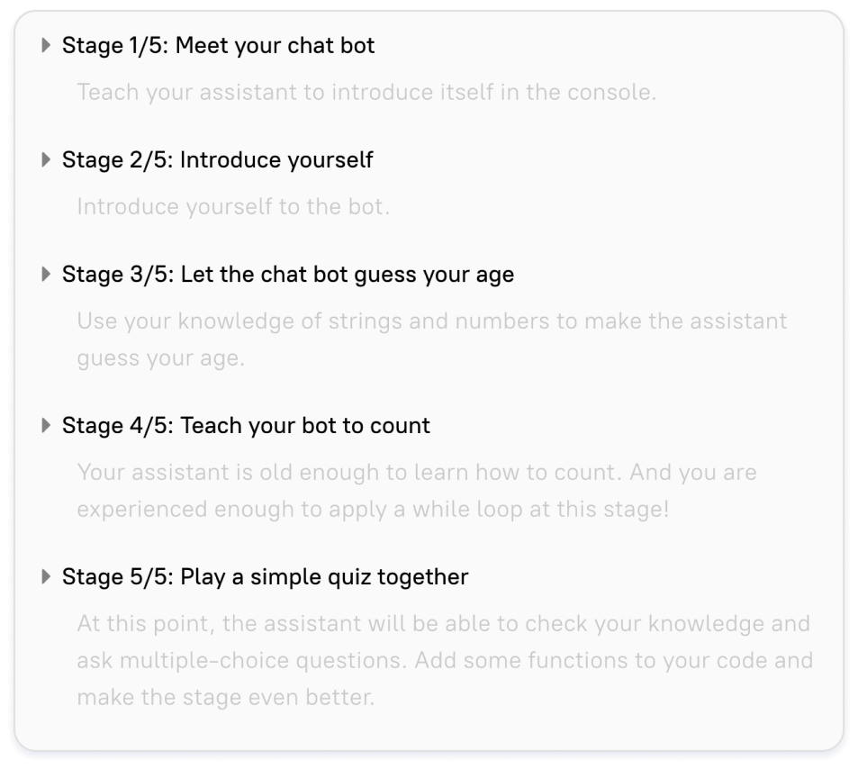 illustration of card with stages